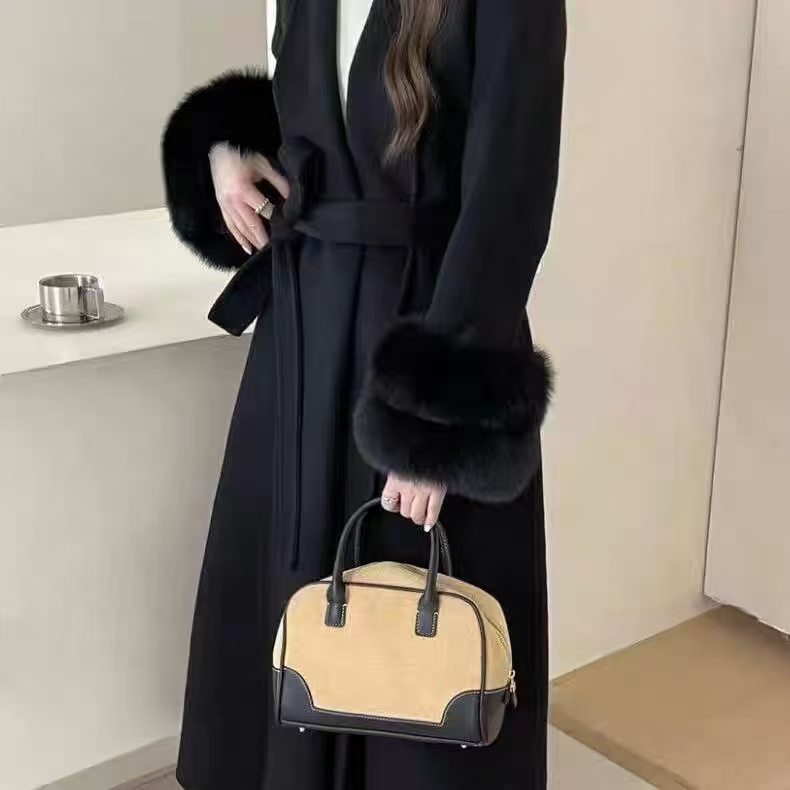 【柏林女神】新款法式秋冬高端双层狐狸毛双面羊绒大衣长款羊毛外套