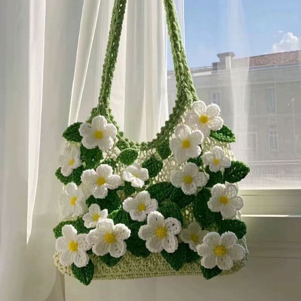 茉莉花包包材料包diy手工编织针织包包单肩(非成品有教程）