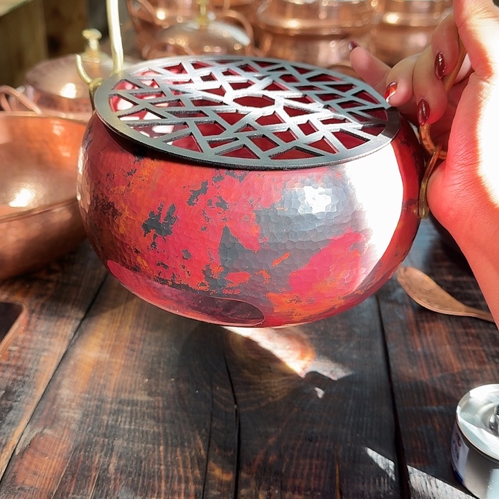 紫铜手工制作提梁碳炉