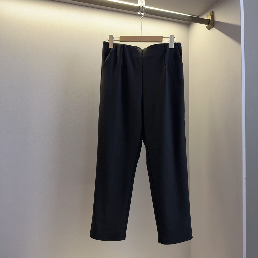 欧货简约小时遮肉烟管裤