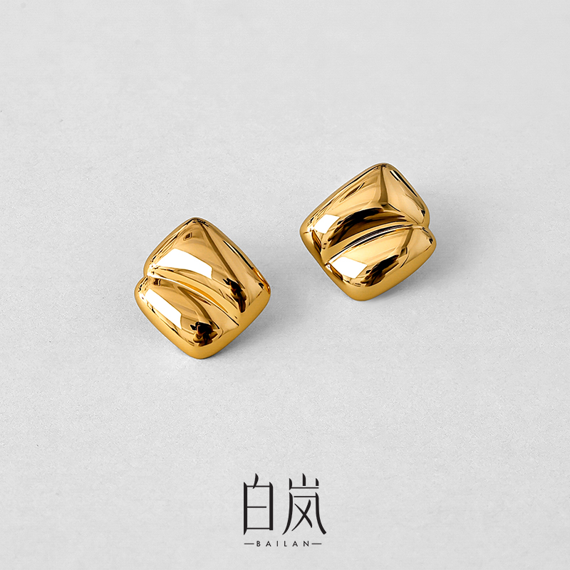 925银耳饰 白岚方块耳钉女2025新款秋冬简约轻奢小众设计ED3072