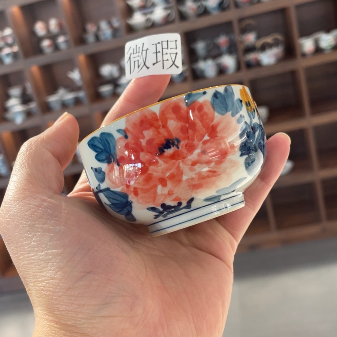 釉下手绘茶具微瑕