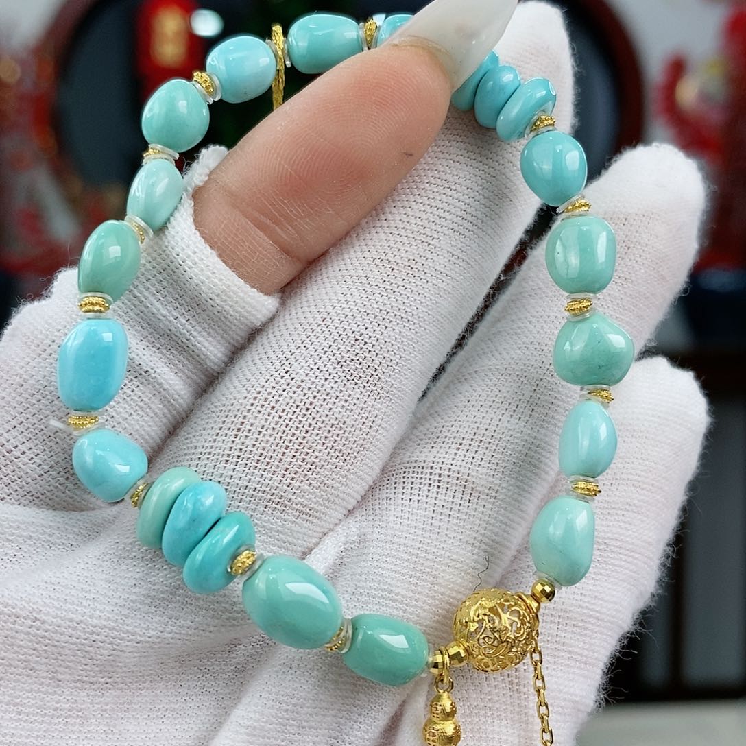 绿松石珠宝奇石18K金镶嵌