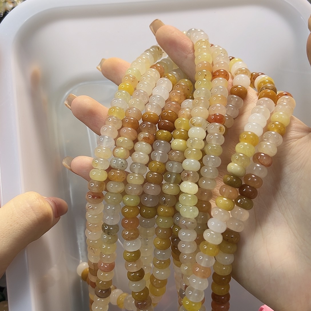 玛瑙/玉髓未镶嵌珠宝半成品金丝玉卡8算盘一条