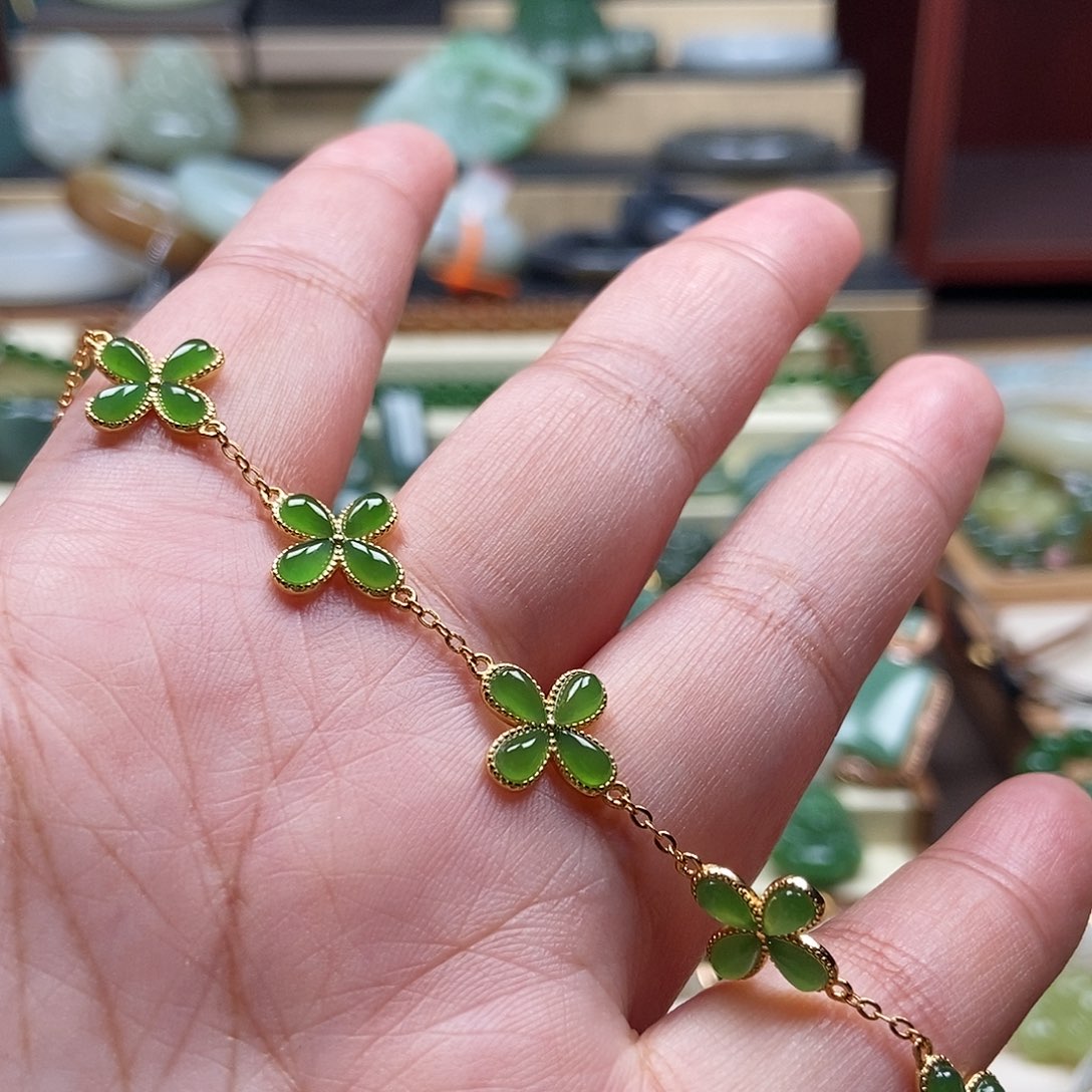 银S925镶嵌手链和田玉