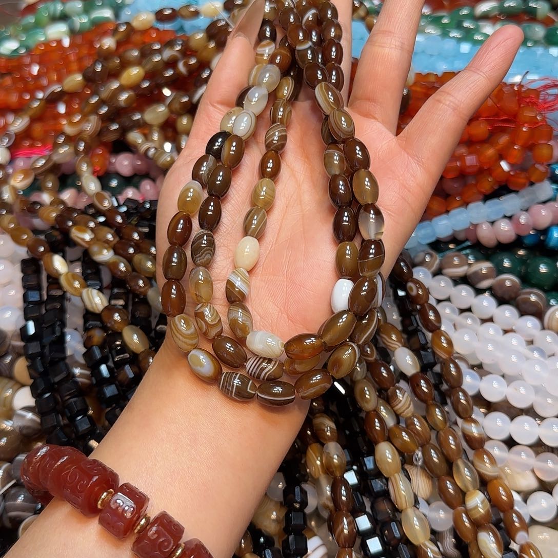 玛瑙/玉髓未镶嵌珠宝半成品天然美拉德米珠8✖️12mm