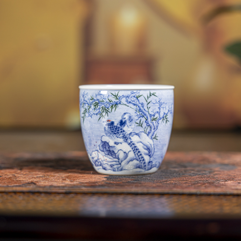 【小乔赏瓷】景琳藏雪景寒林锦羽单杯jlc79