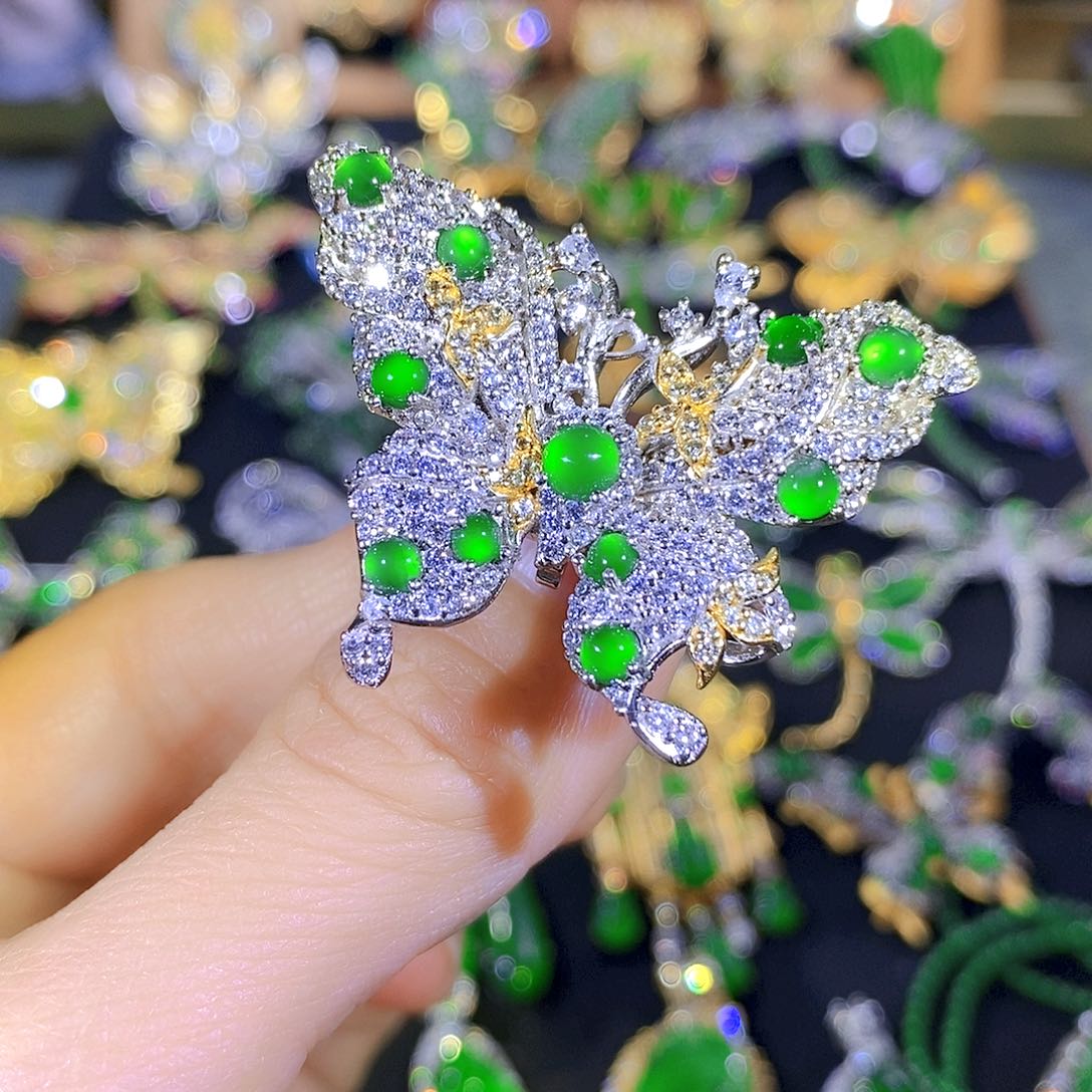 吊坠(不含链)银S925镶嵌翡翠