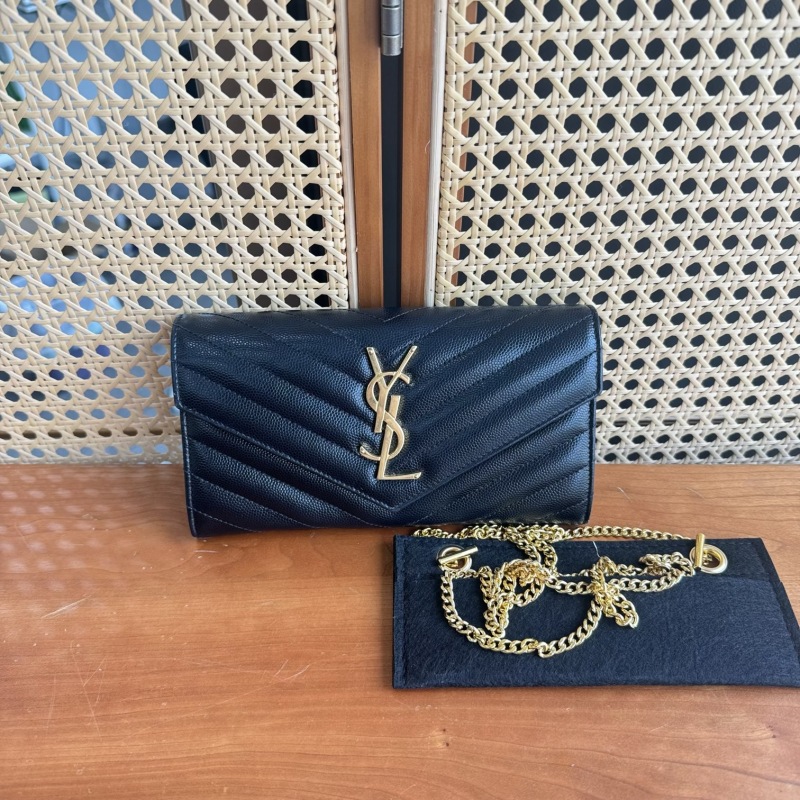 95新 YSL/圣罗兰 98新黑金鱼子酱长款钱包S65723000