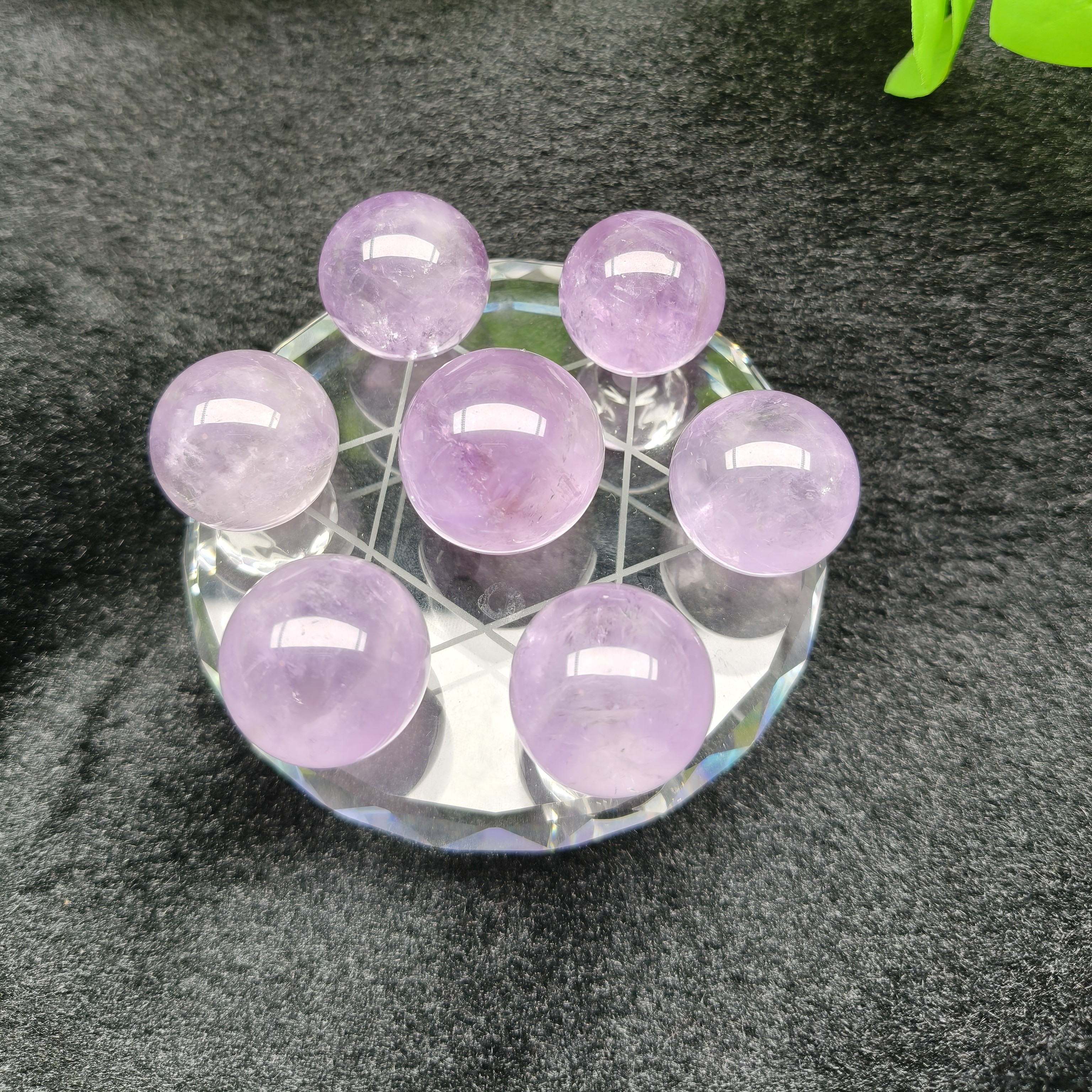 天然薰衣草紫水晶球七星盘一套