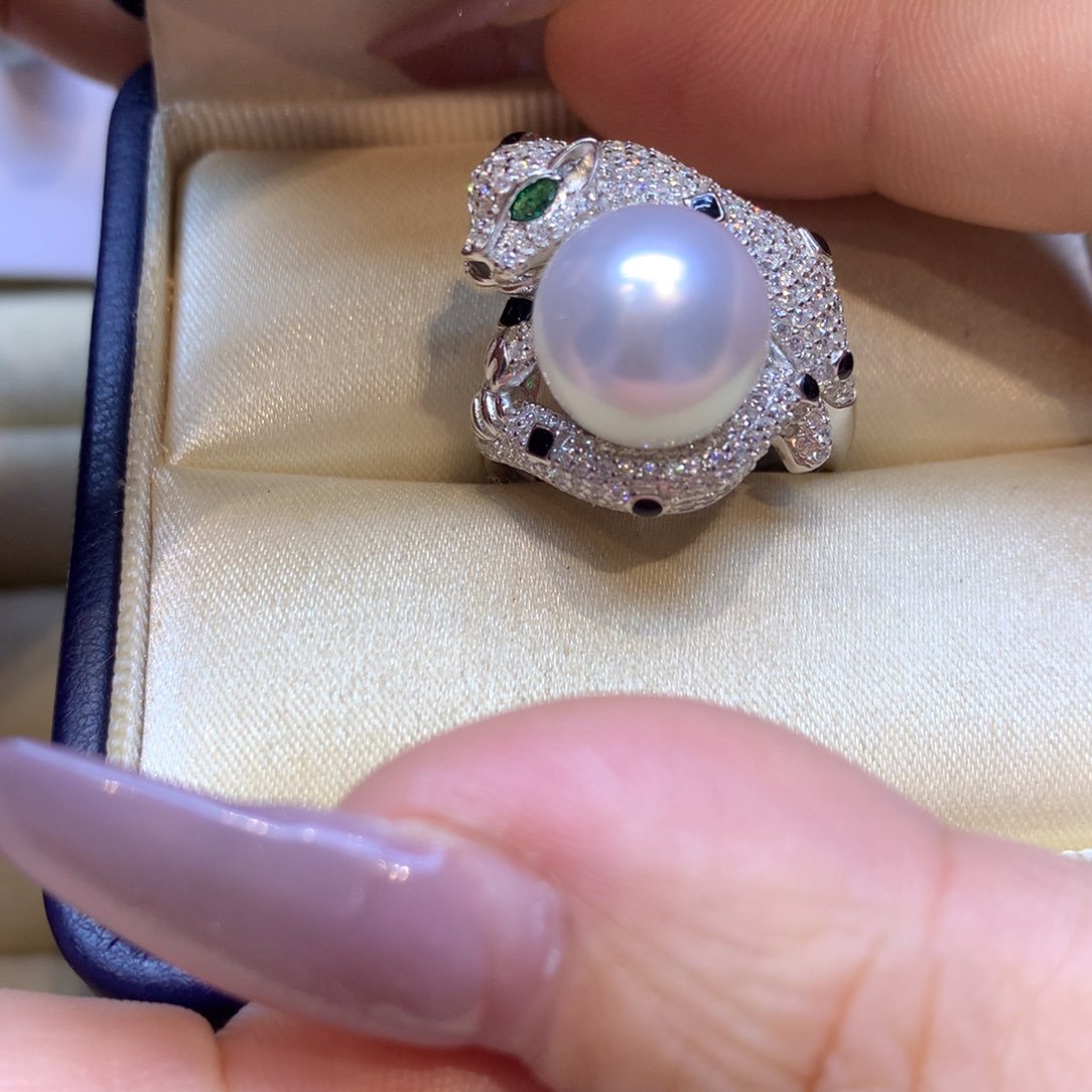 银S925镶嵌戒指海水珍珠