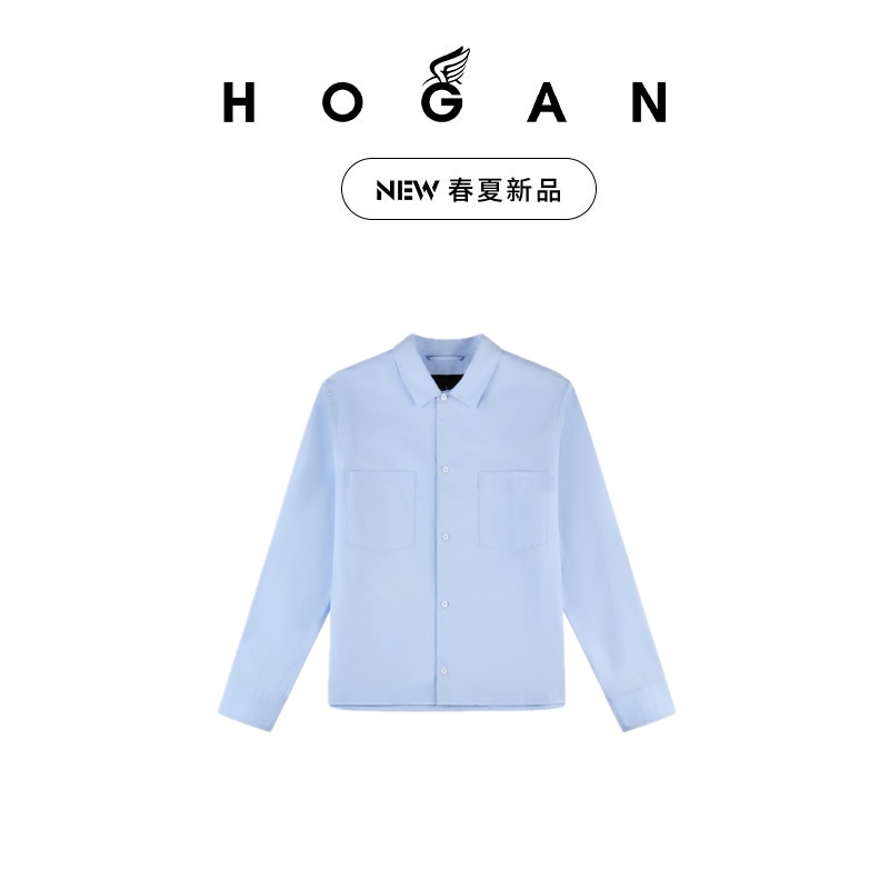 【檀健次同款】HOGAN新品男款Camicie系列字母刺绣休闲宽松府绸衬衫