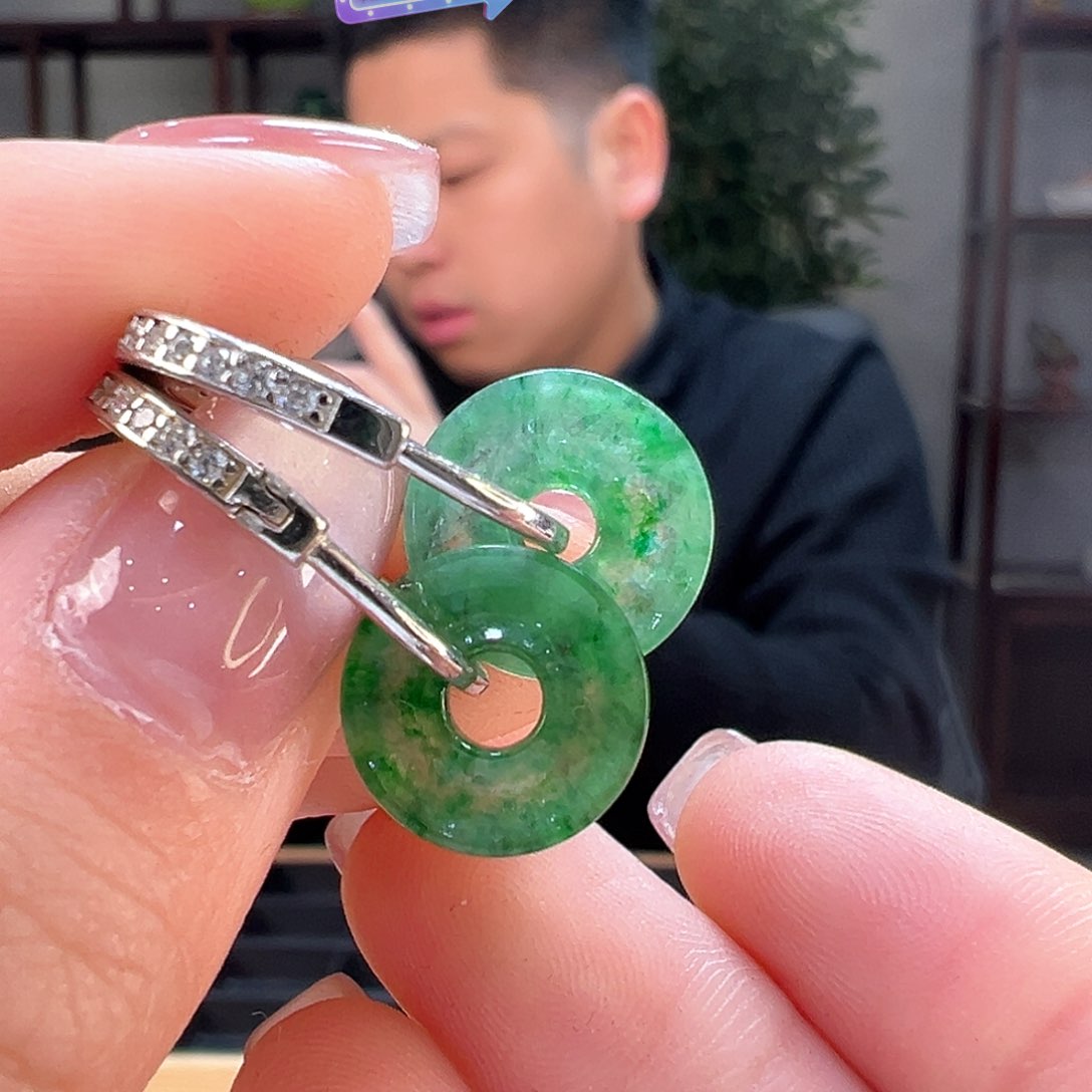 翡翠耳饰银S925镶嵌耳环10