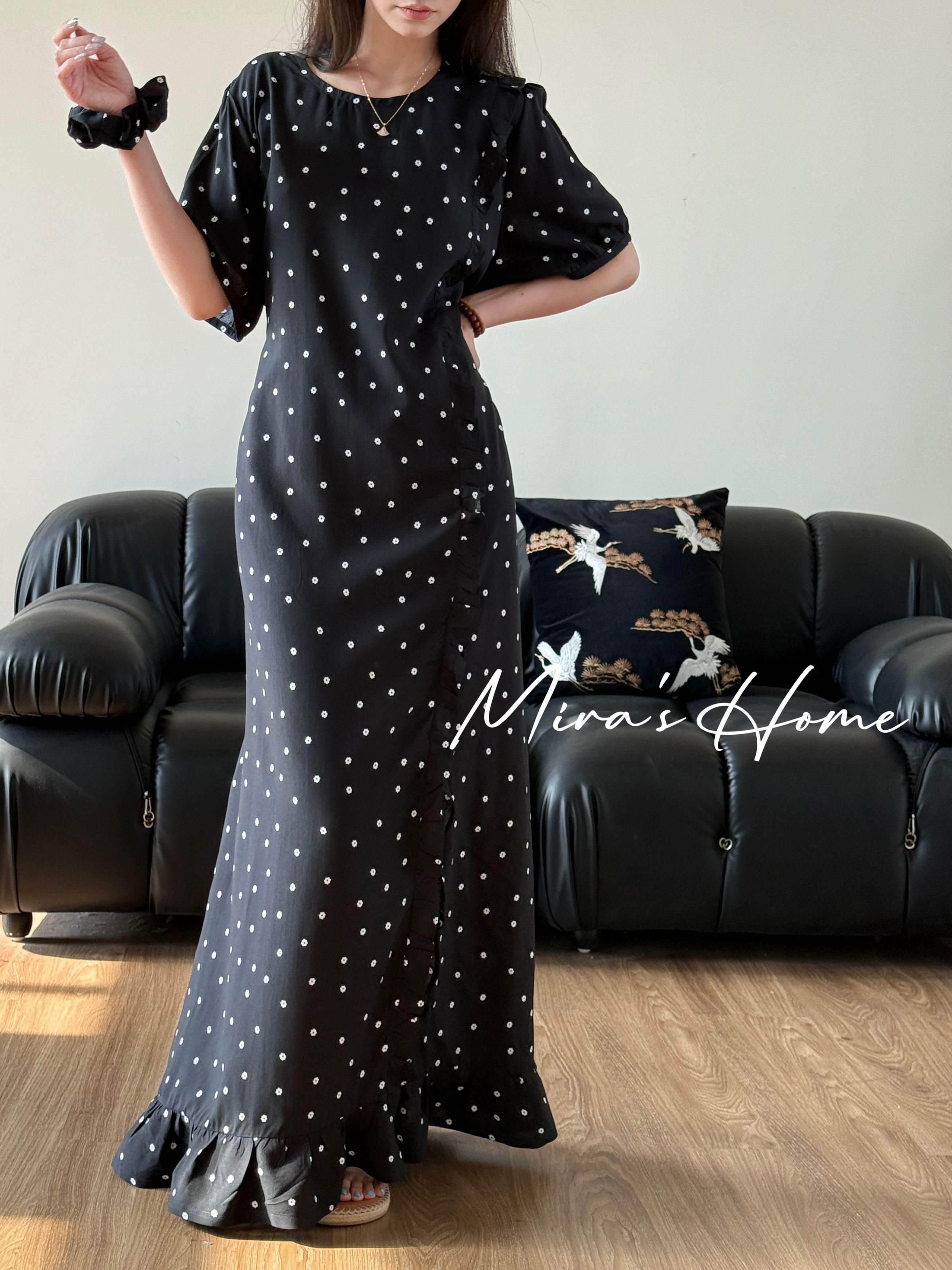 【花间漫舞-花边开叉裙】棉绸高级时尚清凉感时尚高级花边开叉裙