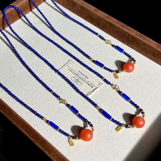 【大鱼甄选】保山南红青金石项链女款饰品SJ41多样性发其一