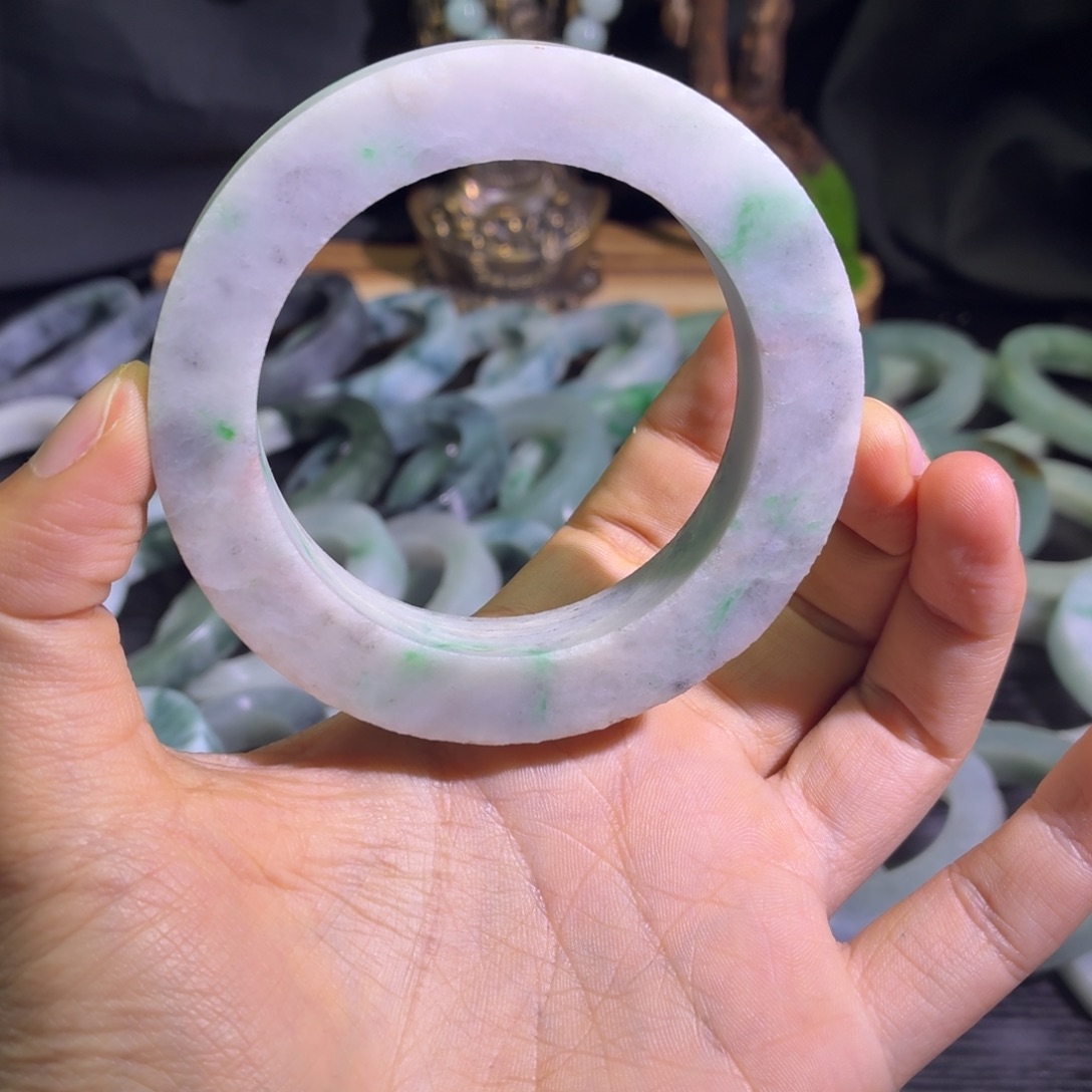 定制翡翠未镶嵌天然纹理随机，追求完美者慎拍