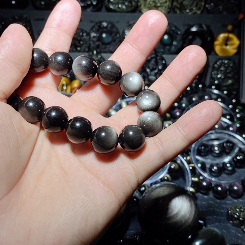 【闪购商品】黑曜岩手链未镶嵌暴***蛋