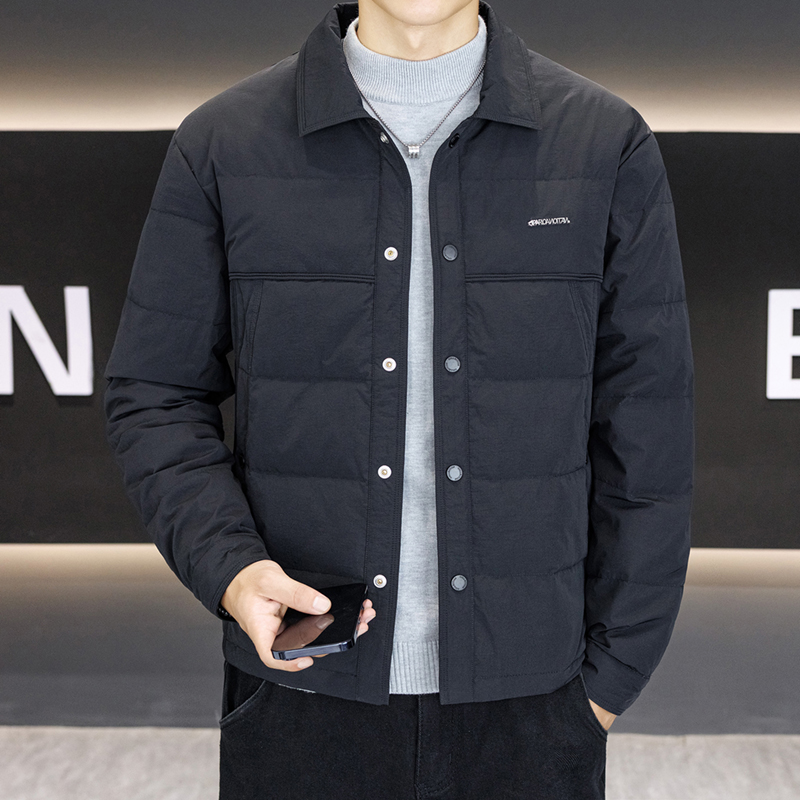 新款男士潮流时尚休闲百搭男款冬季轻薄保暖翻领羽绒服秋冬外套