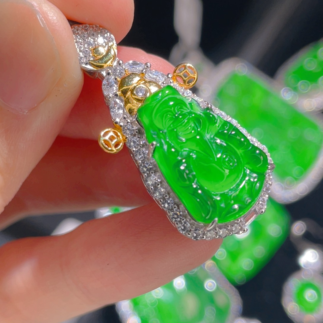 翡翠吊坠(不含链)银S925镶嵌