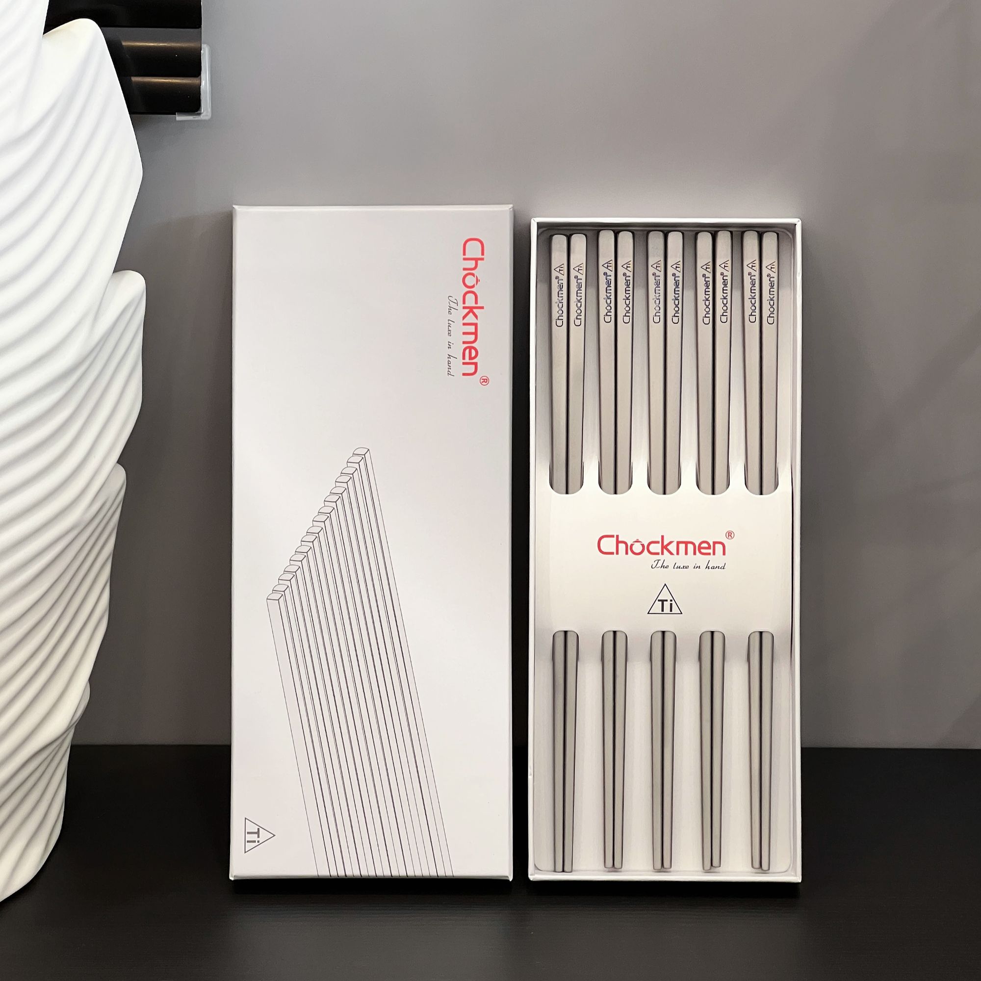 钛好用！卓德铭纯钛砂光防滑家用筷子抗菌防霉超轻耐高温筷子5双装