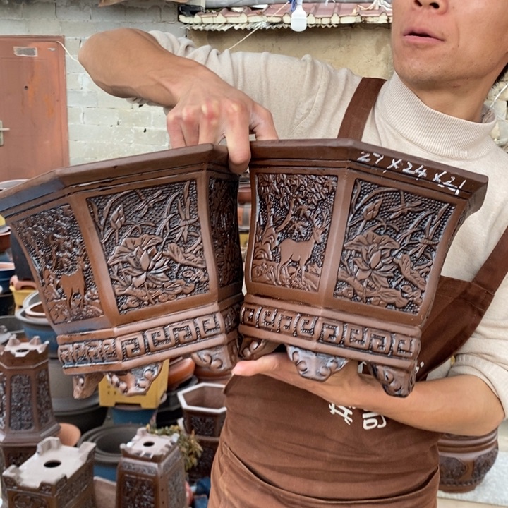 紫砂花盆紫砂器，紫砂器。