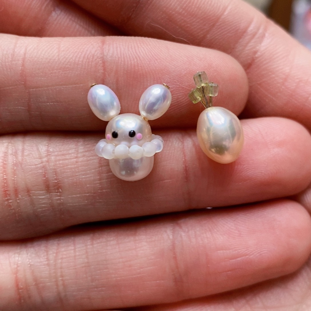 银S925镶嵌淡水珍珠耳钉