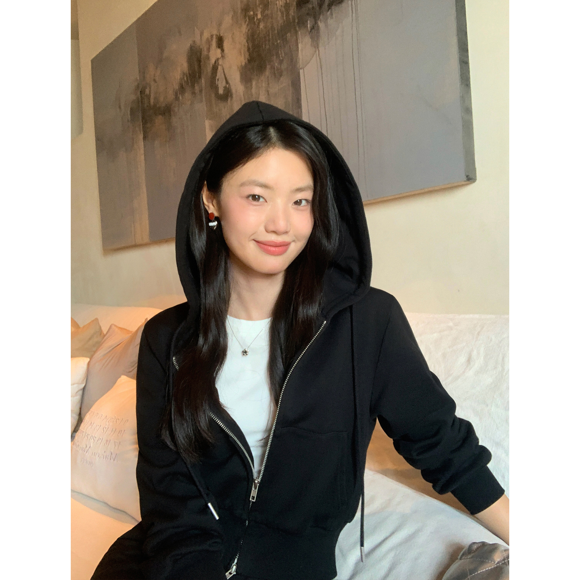 pusumede连帽卫衣套装短拉链开衫休闲半身裙包臀短裙PSW15805-Q