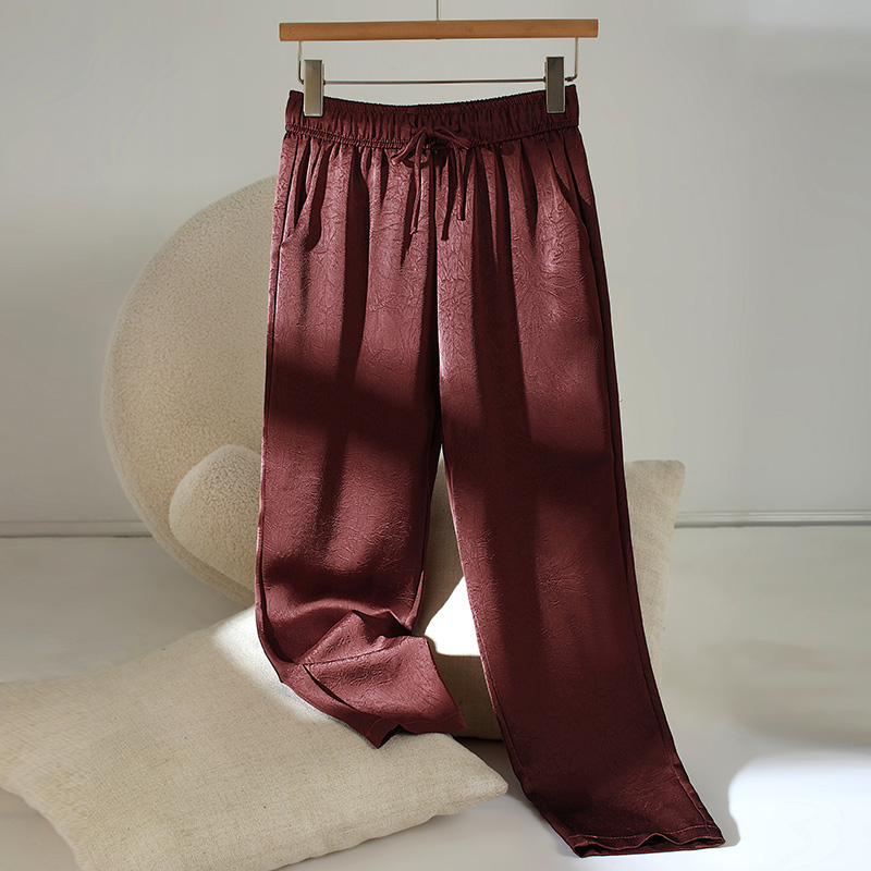 桑蚕丝九分小脚裤女高腰春夏季新款大码薄款宽松休闲哈伦裤子女士