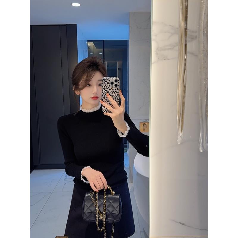 【大静静】“温柔矜贵”精致显瘦蕾丝花边羊毛针织衫