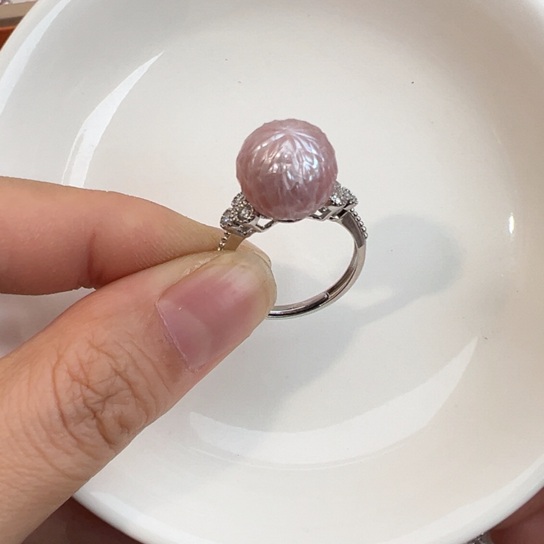 三***月戒指198淡水珍珠银S925镶嵌