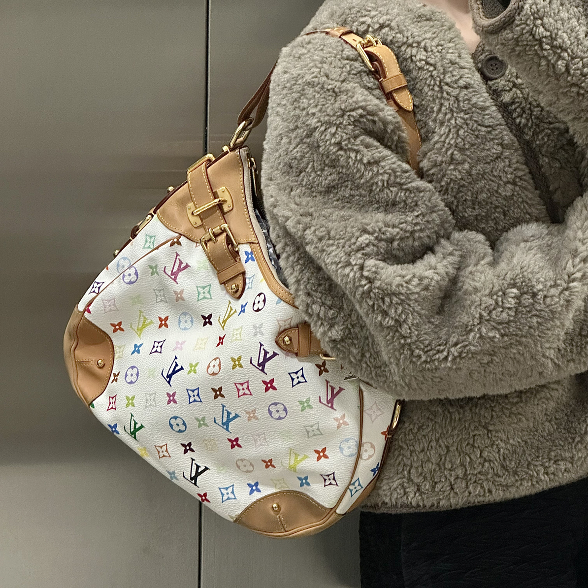 95新 LouisVuitton/路易威登 白三彩单肩包