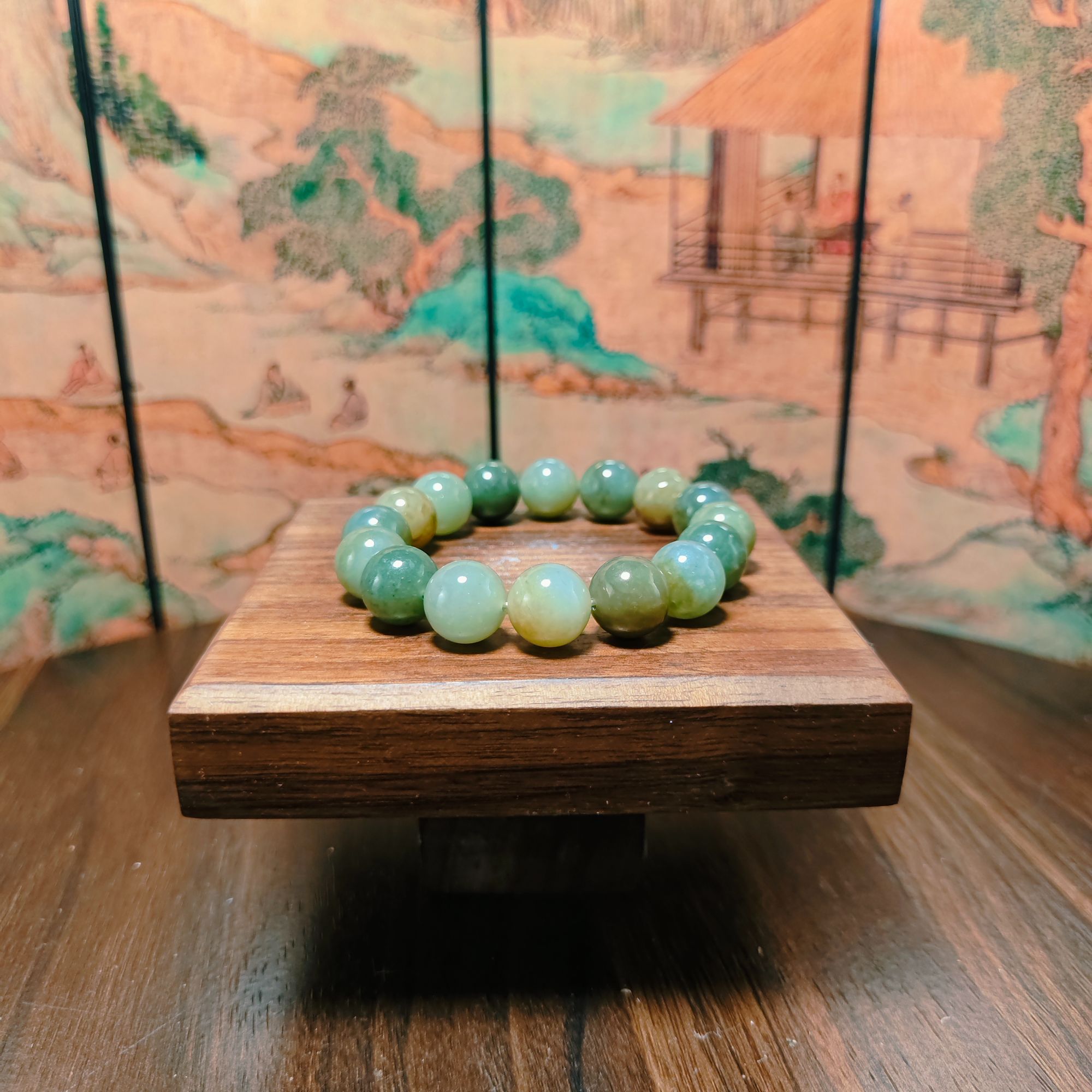 Y和田玉多宝圆珠手串（卡12）0288