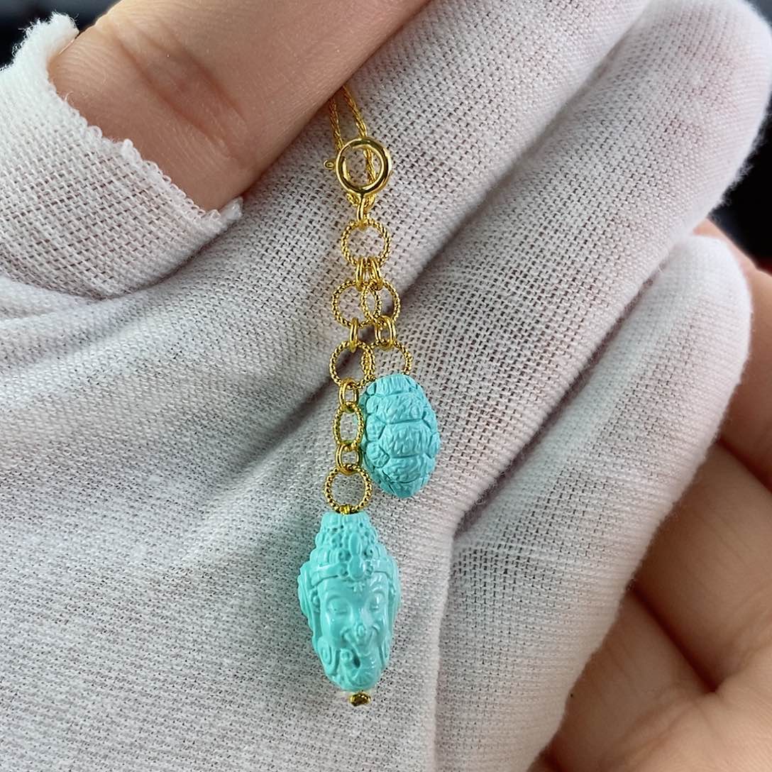 绿松石珠宝奇石18K金镶嵌