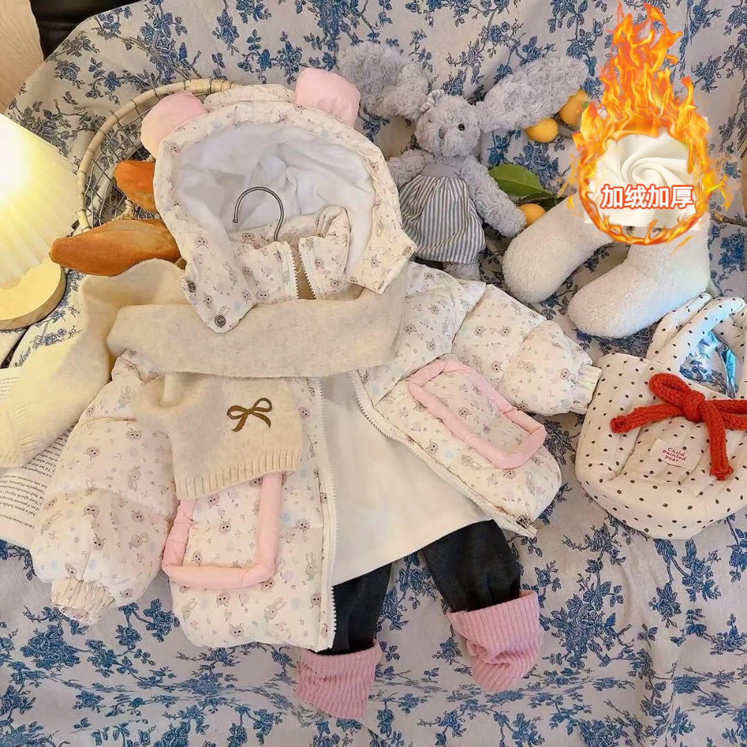 【现货有运费险】儿童碎花可爱加厚加绒保暖儿童棉服女宝宝外套冬季