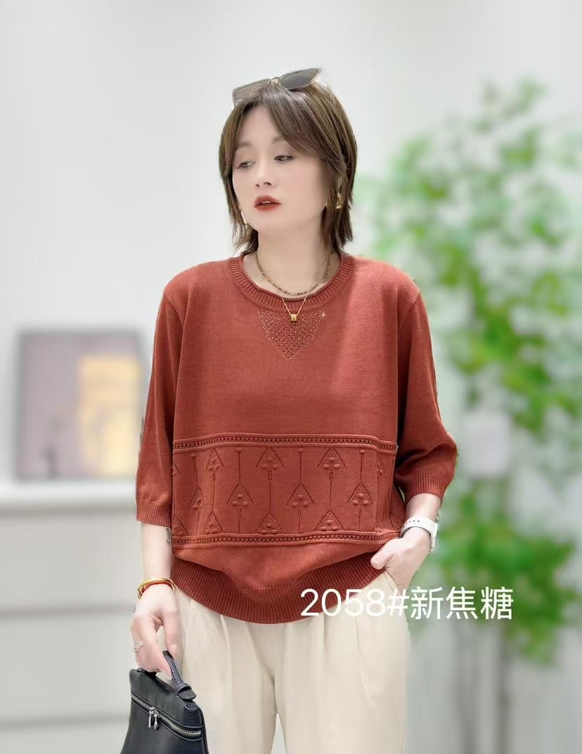 035-氛围感拉满！25年新焦糖色针织衫 | 几何纹路超独特