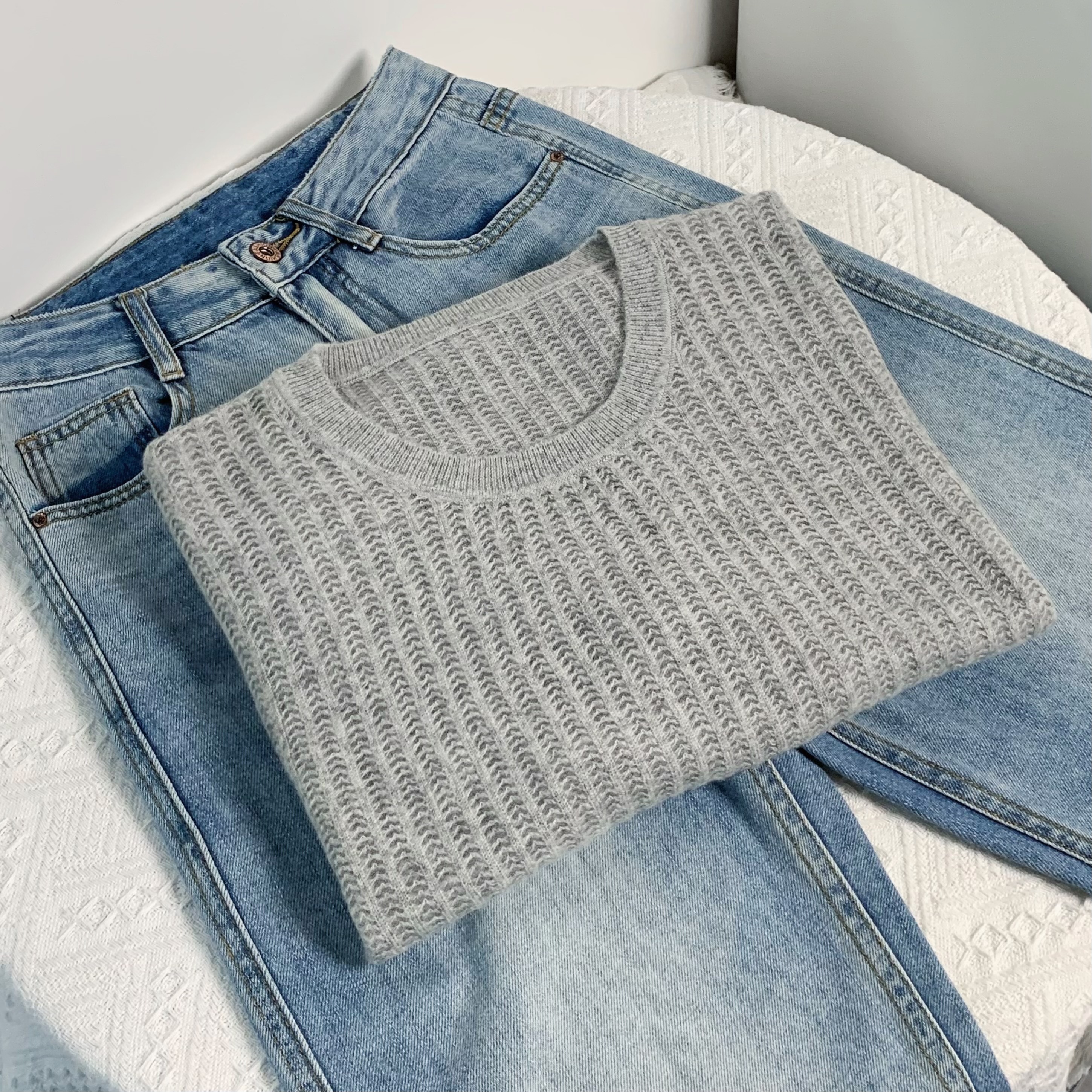 清-汤圆吖圆领套头镂空薄款针织毛衣292758