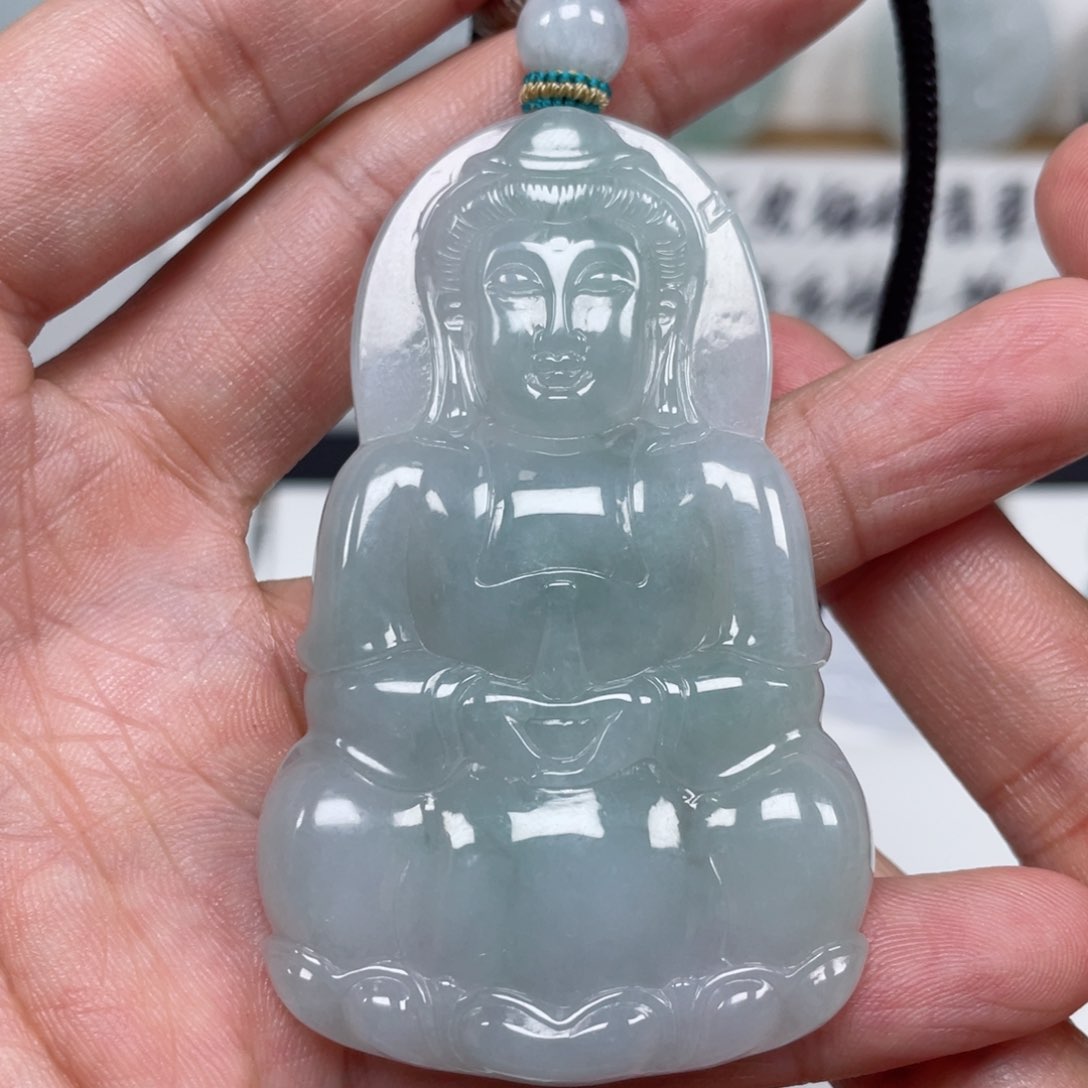 翡翠颈饰未镶嵌天然翡翠A货观音6号