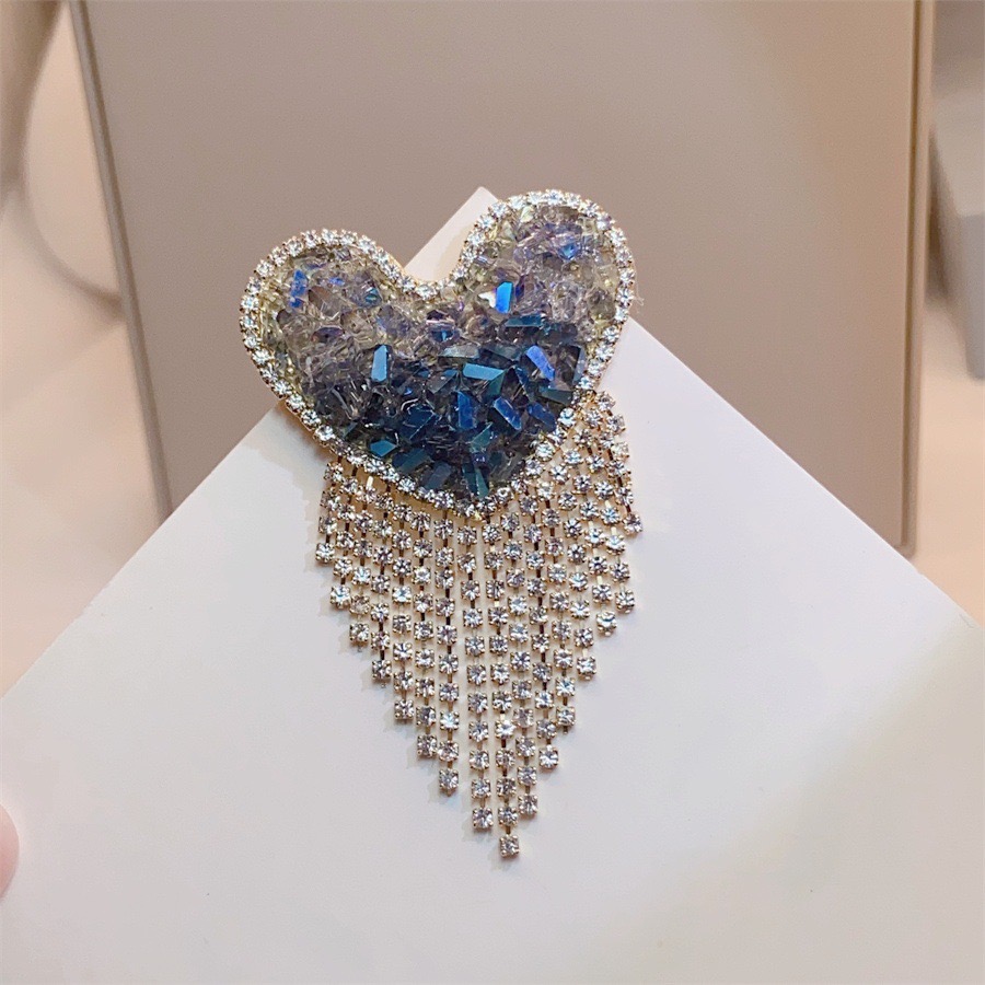 铜合金合成锆石胸针 【88596】海洋之心秋季新款饰品胸针欧美重工