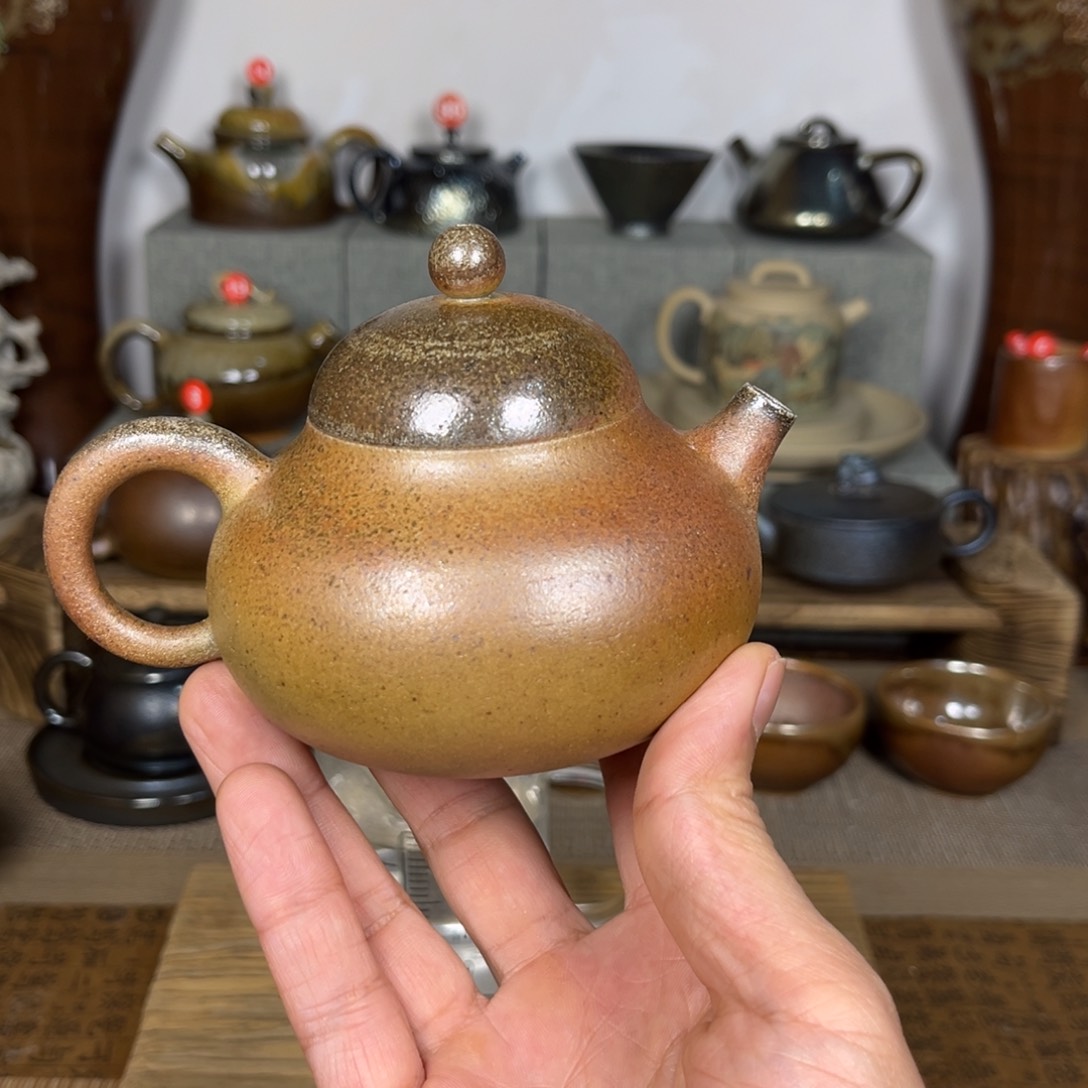 壶建水紫陶白泥柴烧福禄壶220c c