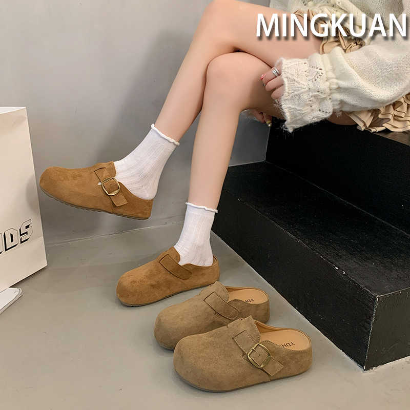 厚底勃肯包头半拖鞋女外穿一脚蹬增高夏秋季2025新款配裙博肯单鞋