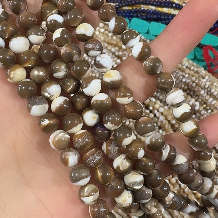 玛瑙/玉髓合金珠宝半成品一条7mn圆珠