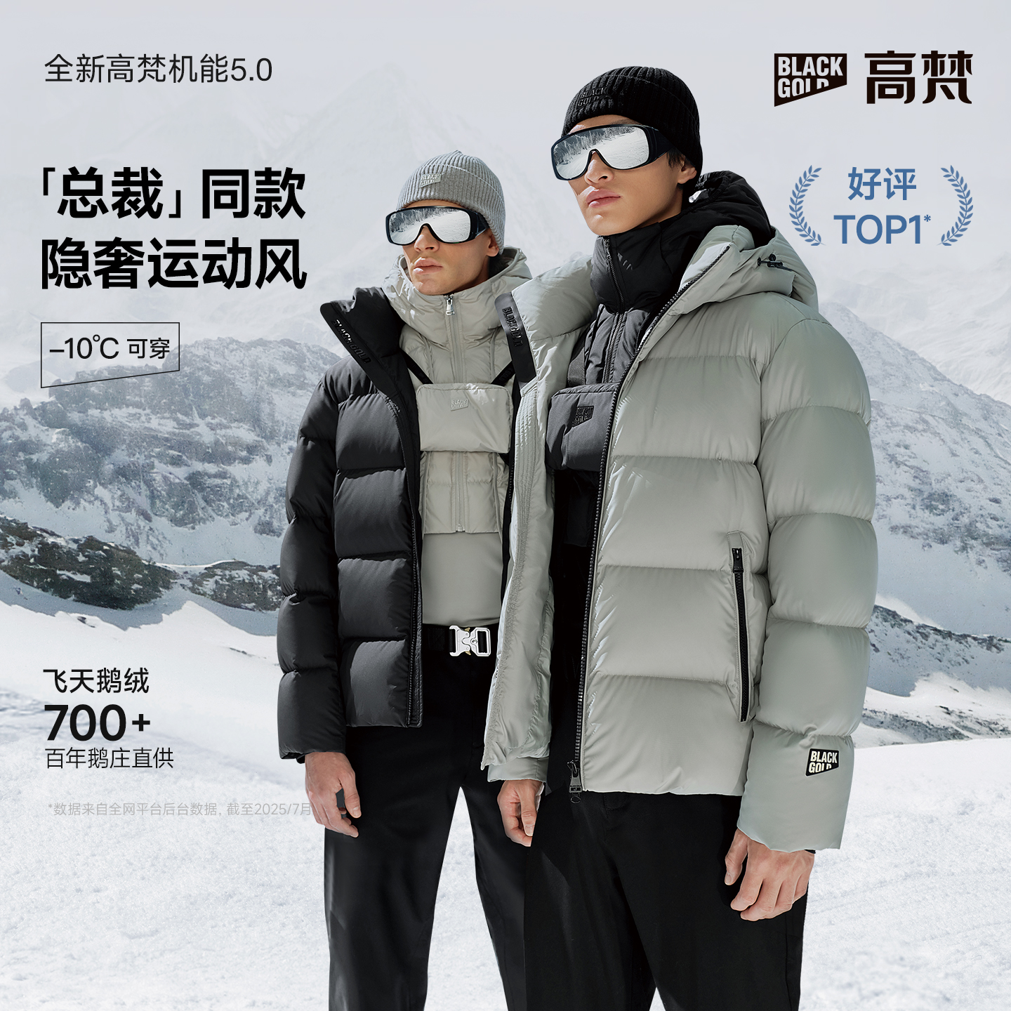 【田栩宁同款】机能5.0男装五格短款休闲户外保暖防水鹅绒服