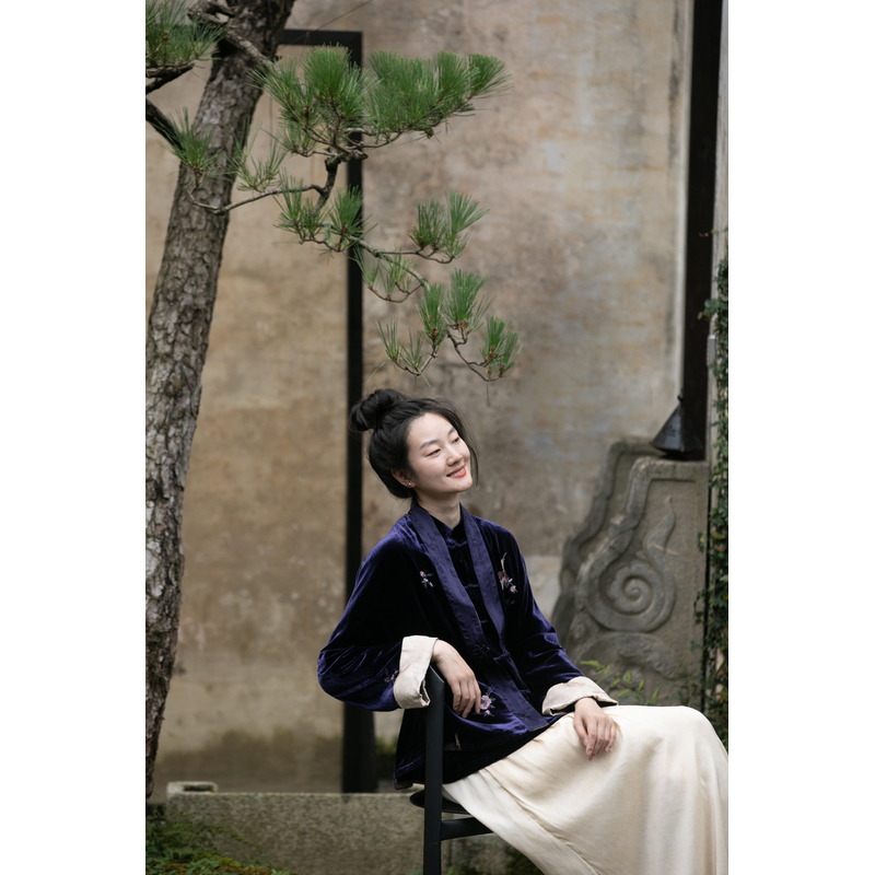 牧衣游原创 匹绣外套女新款炒色禅意高端复古中式开衫 鹤梦