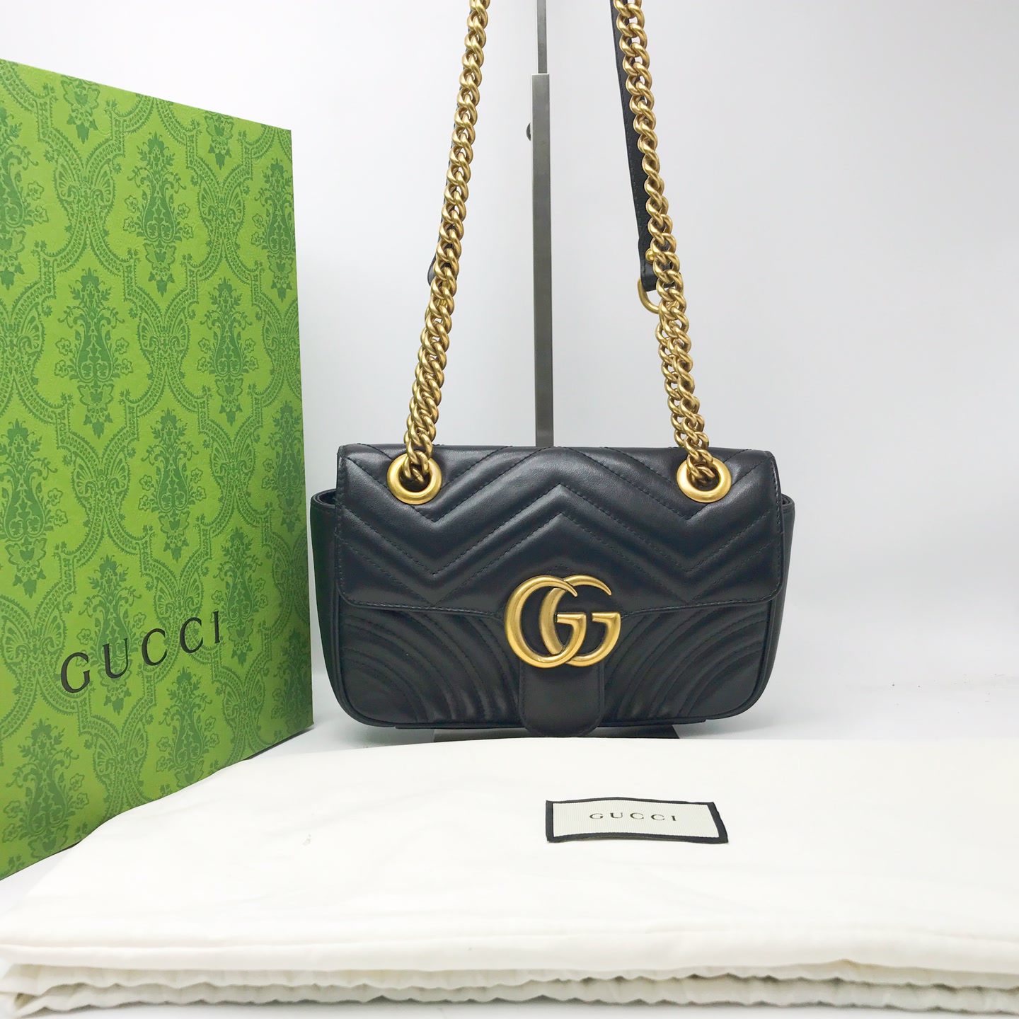 95新 GUCCI/古驰 洋诚二手 古驰马蒙22mini链条包