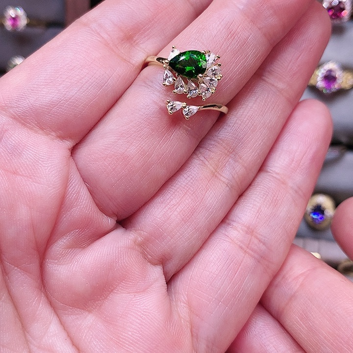 透辉石戒指银S925镶嵌