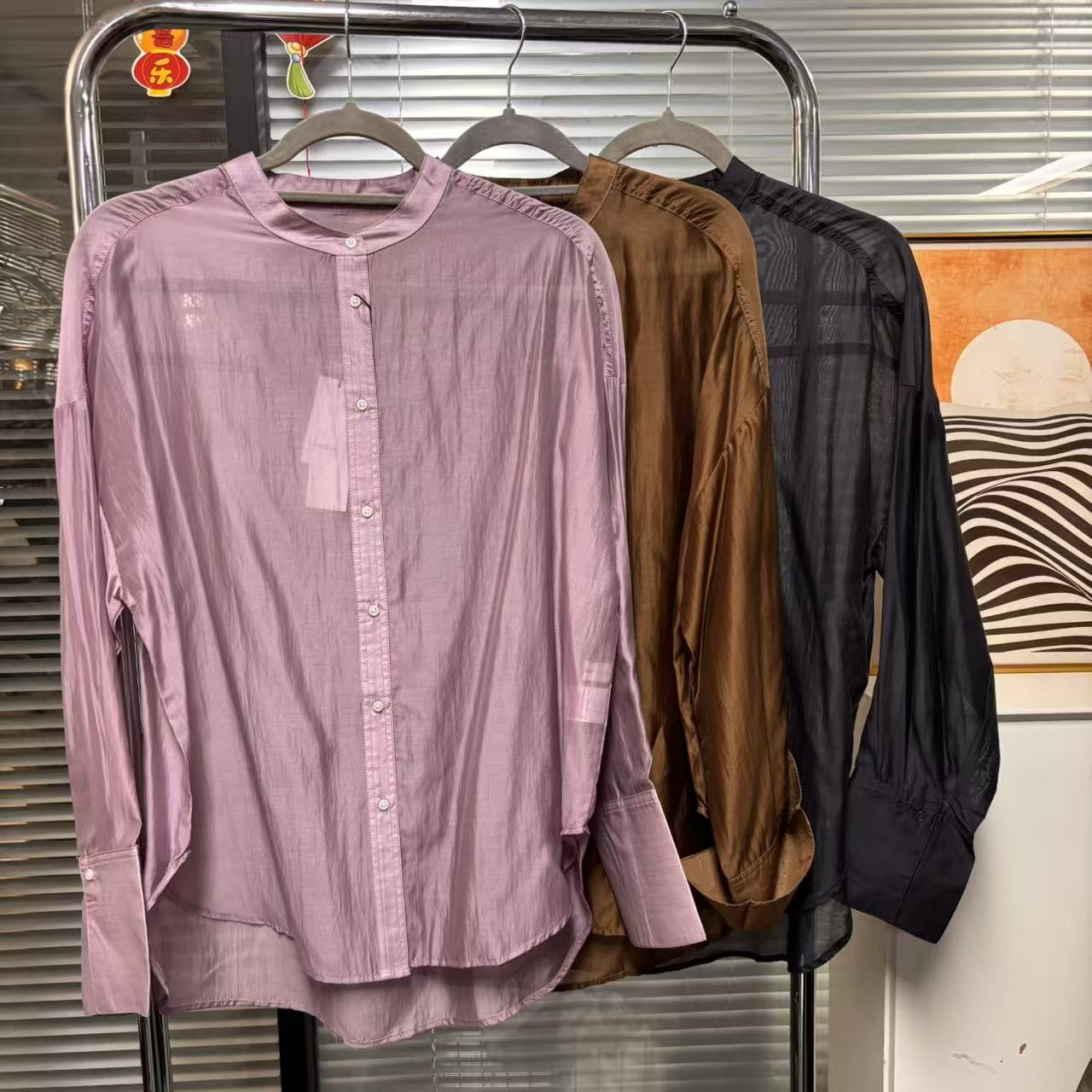 【外贸精品】0002 大口宽松天丝简约纯色 衬衫