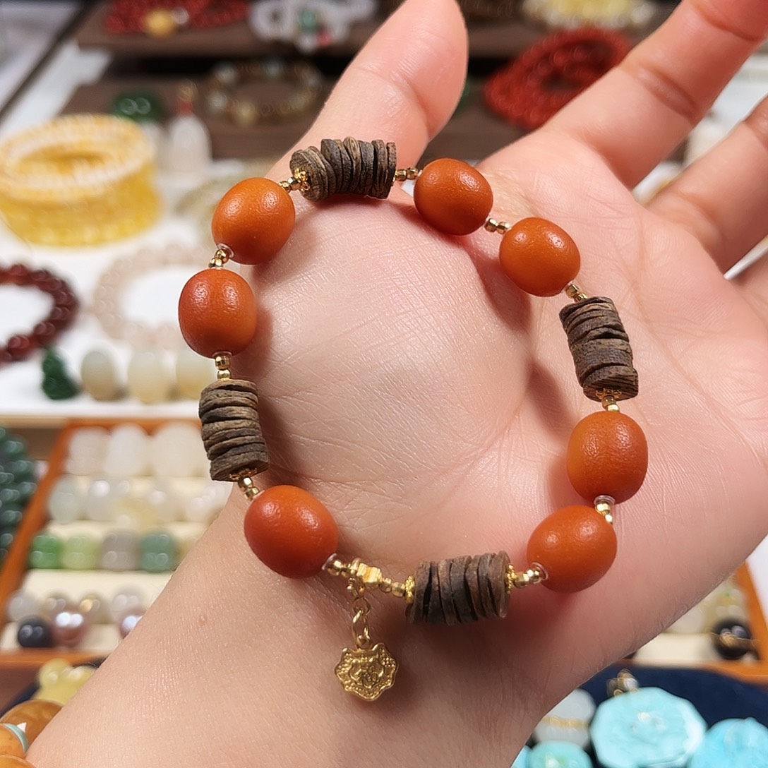 蜜蜡未镶嵌手链橘子皮蜜蜡