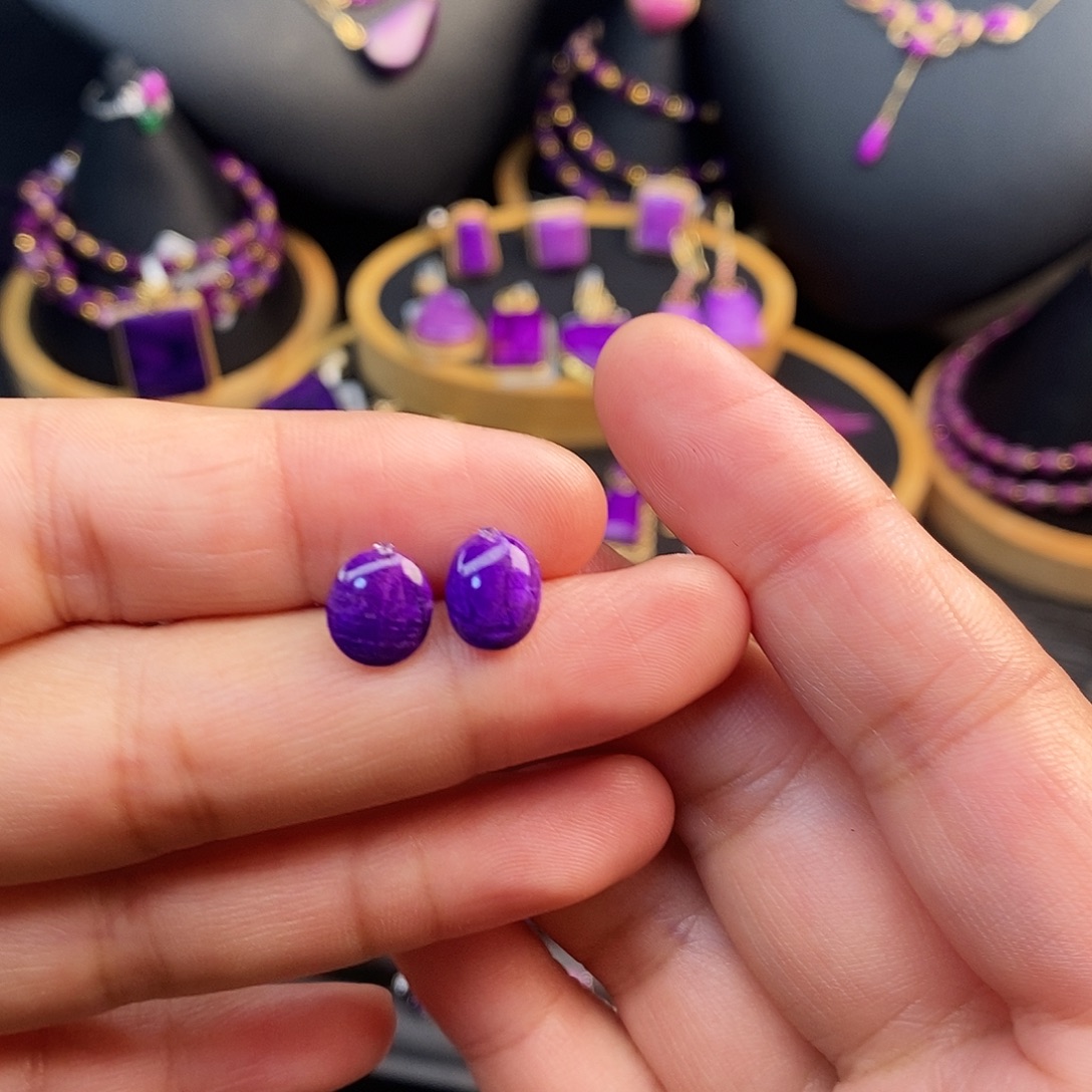 苏纪石（舒俱来）银S925镶嵌耳饰