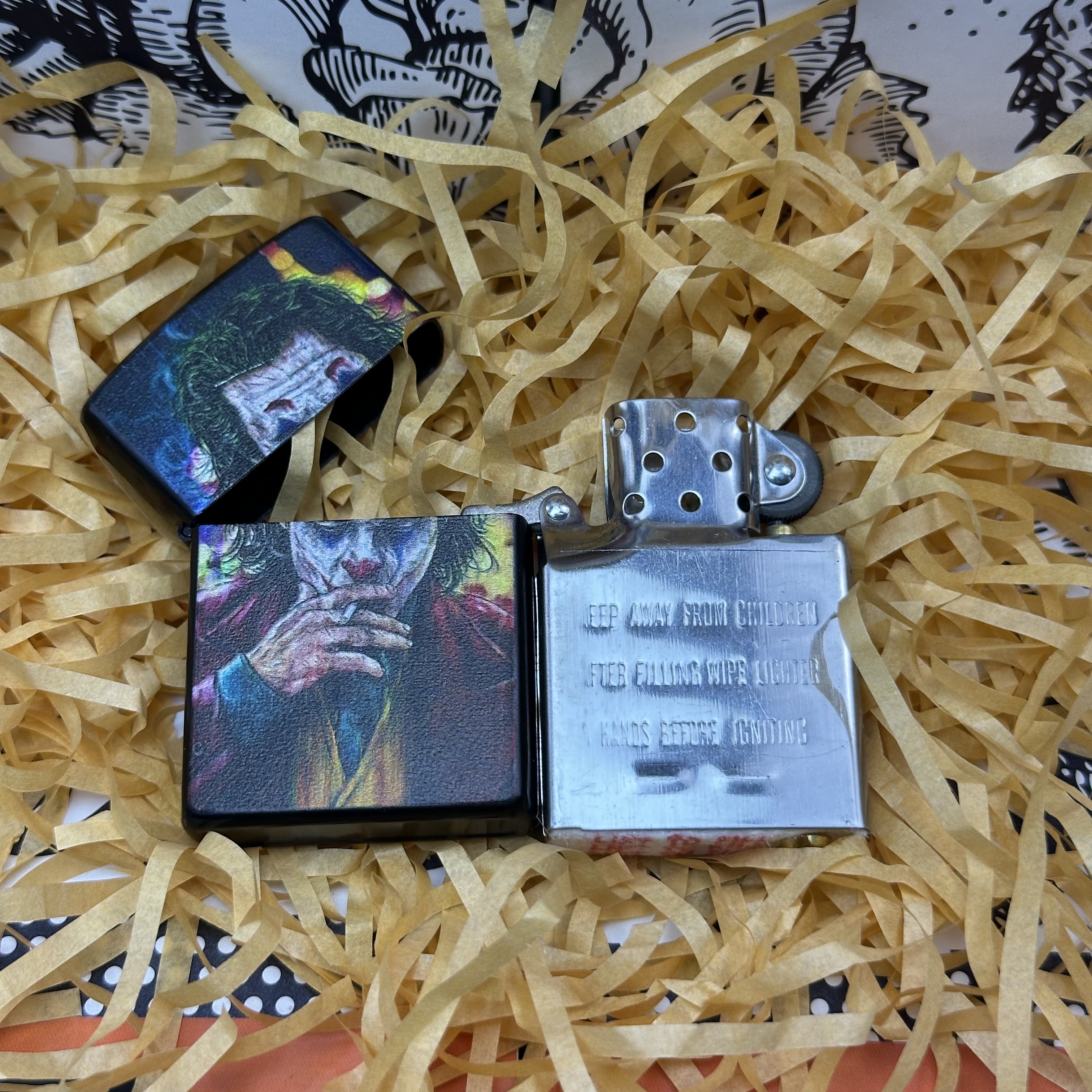 时尚国潮彩印小丑防风网红创意煤油打火机高档砂轮男士个性礼物