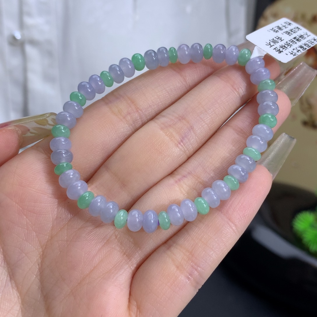 翡翠手链未镶嵌卡5-5.8冰胶紫绿
